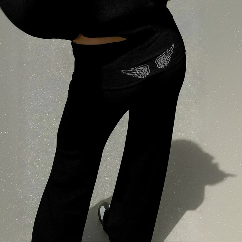 Casual Sequined Wings Pants - Black - 3XL - image 2
