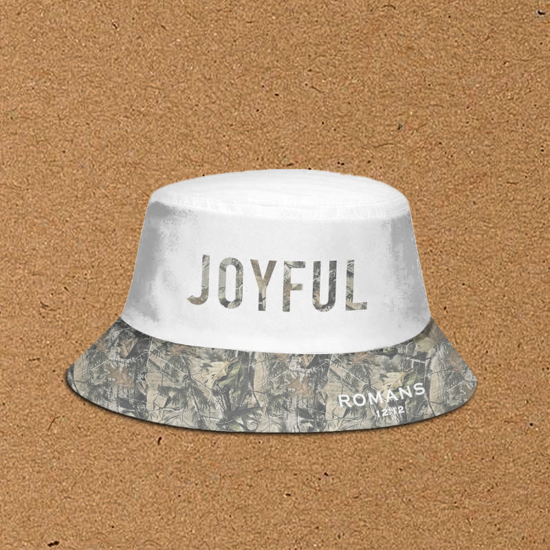 Joyful Romans 12:12 Dead Leaves Camouflage Patchwork Print Bucket Hat - White - XL(62cm) - image 2