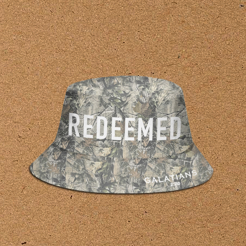 Redeemed Galatians 2:20 Dead Leaves Camouflage Print Bucket Hat - Green - XL(62cm) - image 1