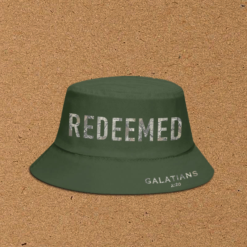 Dead Leaves Camouflage Redeemed Galatians 2:20 Print Bucket Hat - Army Green - XL(62cm) - image 3