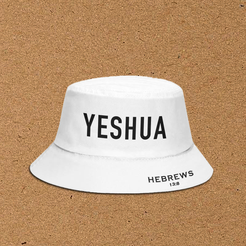Yeshua Hebrews 13:8 Print Bucket Hat - White - XL(62cm) - image 2