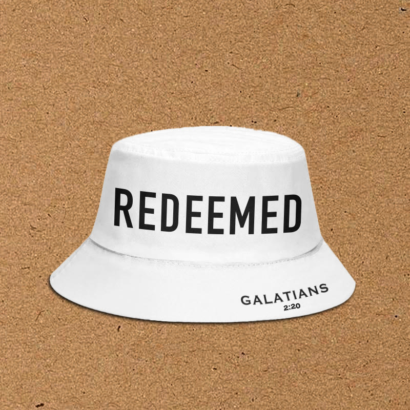 Redeemed Galatians 2:20 Print Bucket Hat - White - XL(62cm) - image 1