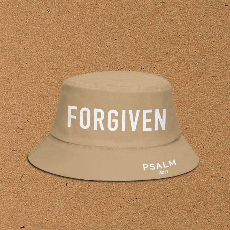 Forgiven Psalm 32:1 Print Bucket Hat - Khaki - XL(62cm) - image 4