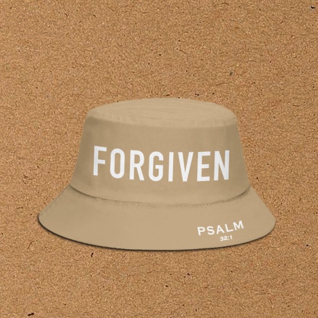 Forgiven Psalm 32:1 Print Bucket Hat - Khaki - XL(62cm) - image 4