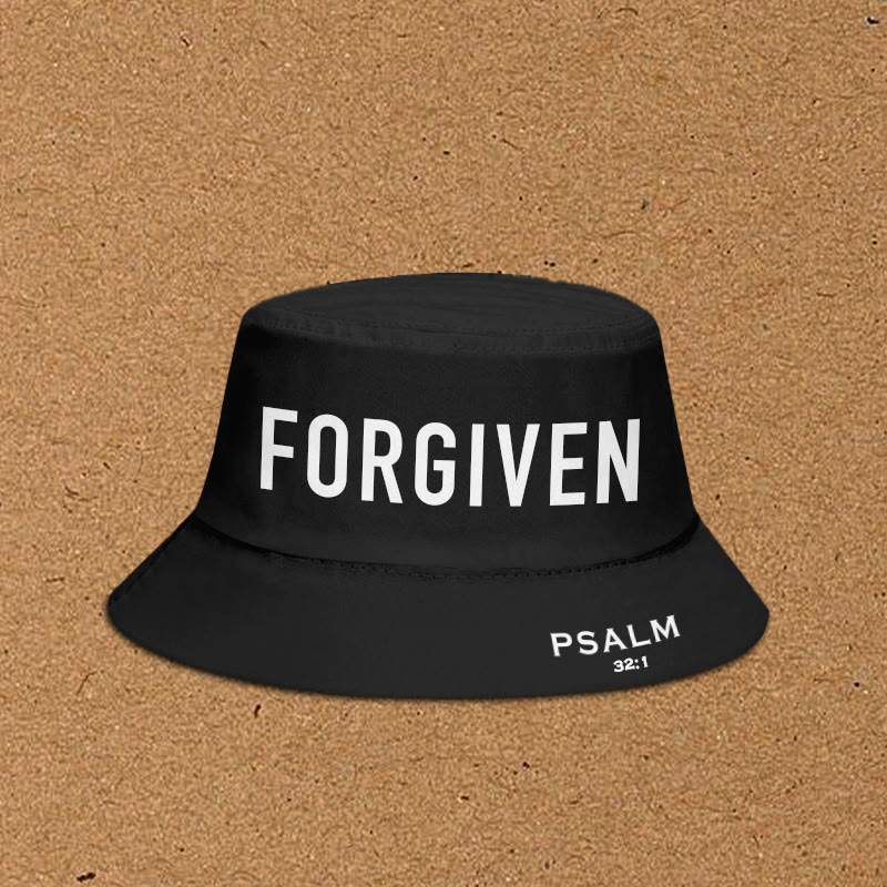 Forgiven Psalm 32:1 Print Bucket Hat - Black - XL(62cm) - image 2