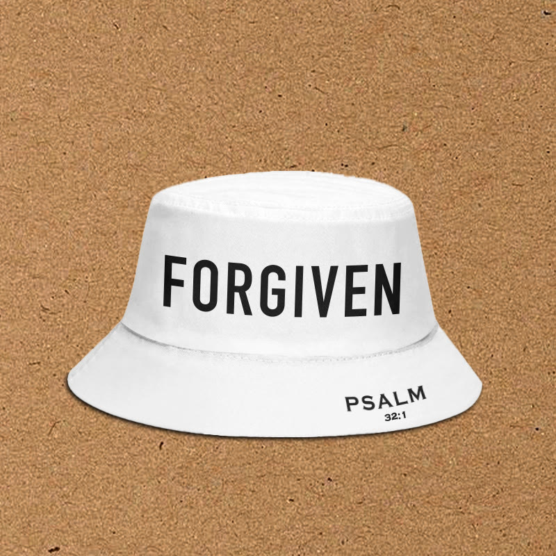 Forgiven Psalm 32:1 Print Bucket Hat - White - XL(62cm) - image 3