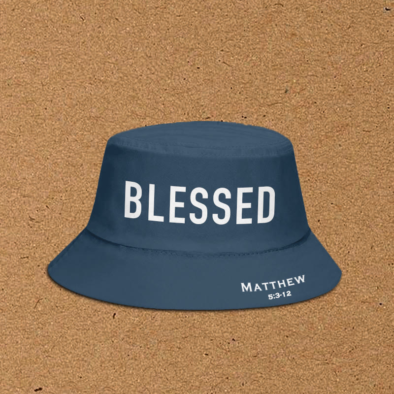 Blessed Matthew 5:3-12 Print Bucket Hat - Blue - XL(62cm) - image 1