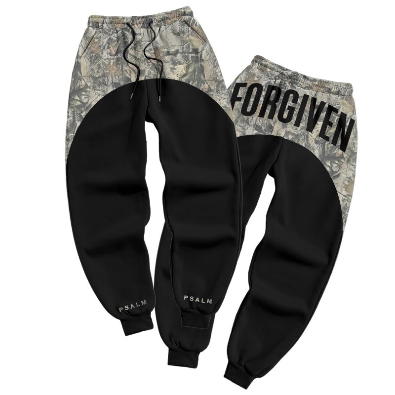 Forgiven Dead Leaves Camouflage Print Causal Pants - Black - 5XL - image 1