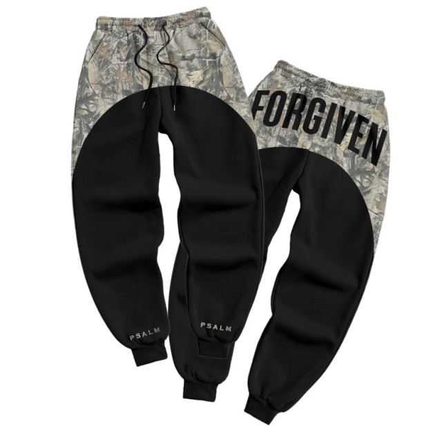 Forgiven Dead Leaves Camouflage Print Causal Pants - Black - 5XL - image 1