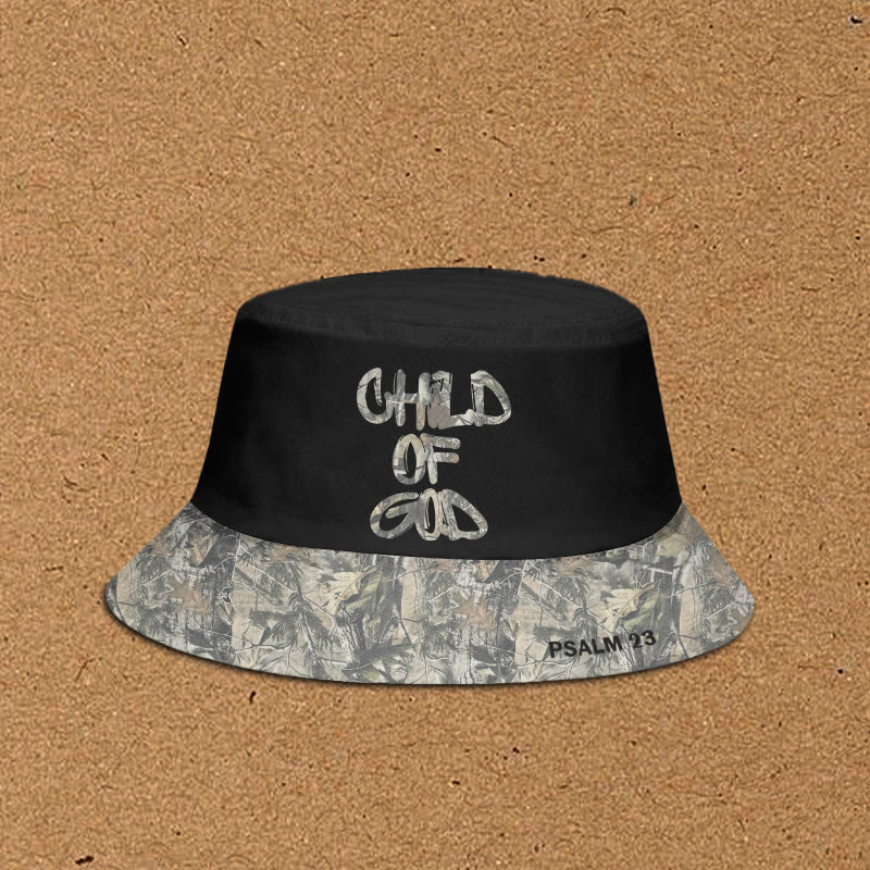 Child Of God Dead Leaves Camouflage Patchwork Print Bucket Hat - Black - XL(62cm) - image 2