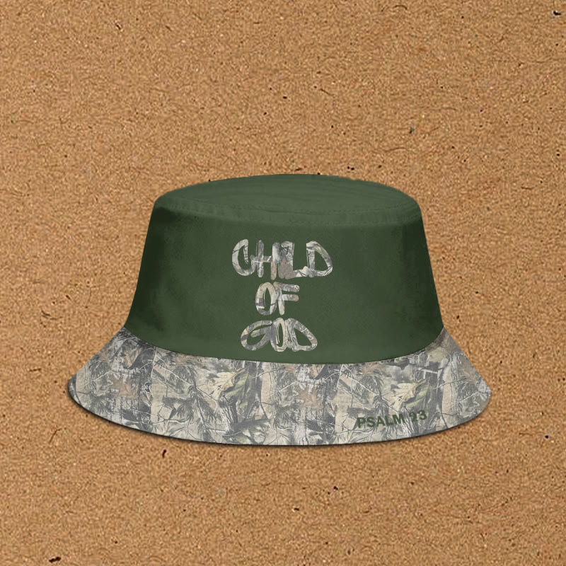 Child Of God Dead Leaves Camouflage Patchwork Print Bucket Hat - Army Green - XL(62cm) - image 1