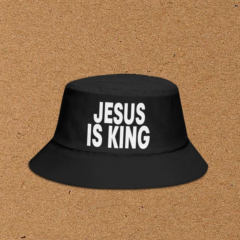 Jesus Is King Print Bucket Hat - Black - XL(62cm) - image 4