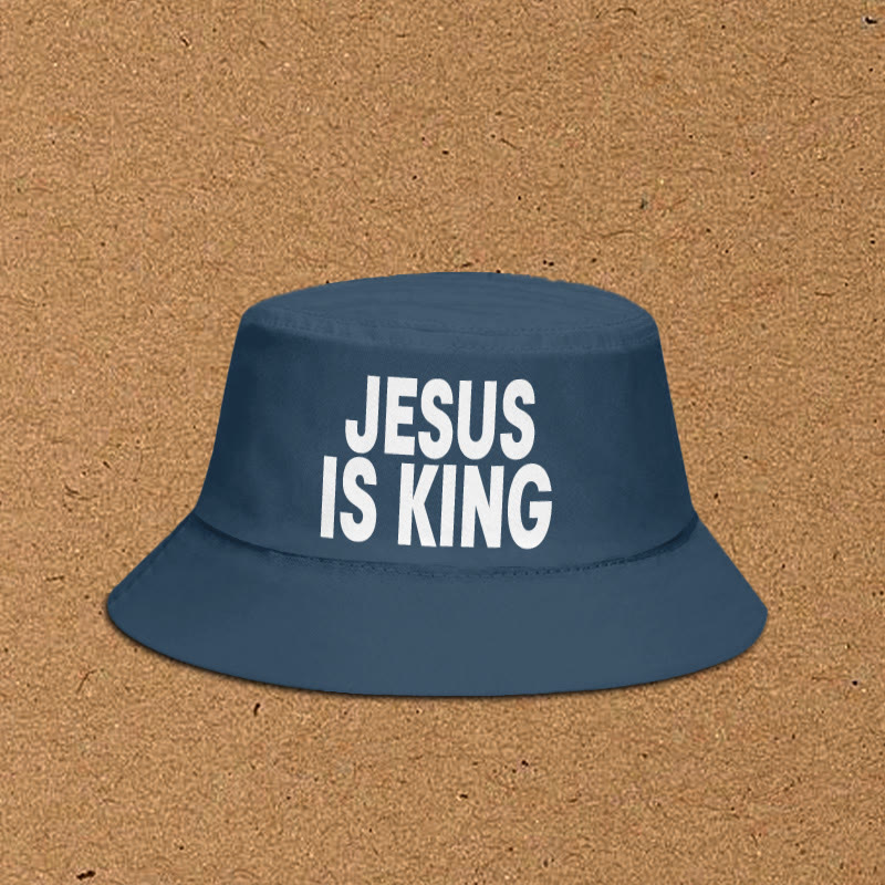 Jesus Is King Print Bucket Hat - Blue - XL(62cm) - image 2