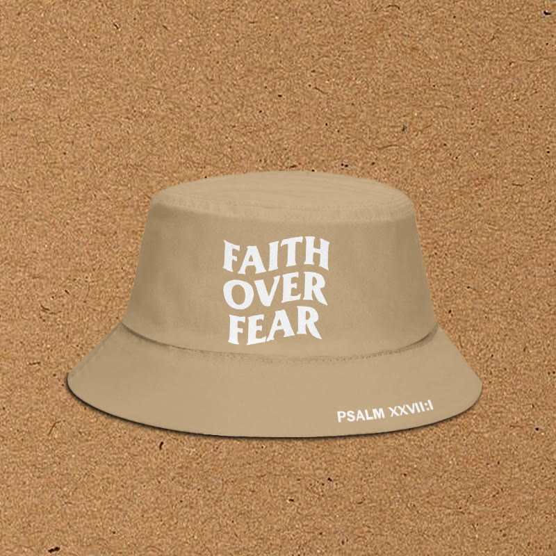 Faith Over Fear Print Bucket Hat - Khaki - XL(62cm) - image 2