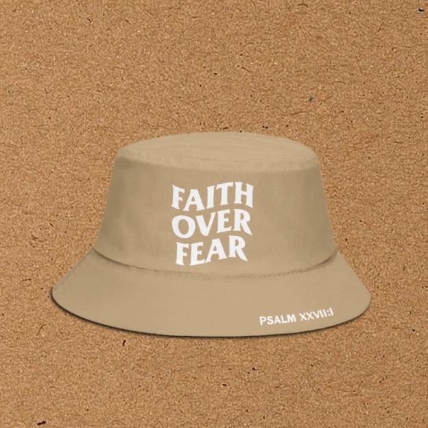 Faith Over Fear Print Bucket Hat - Khaki - XL(62cm) - image 2