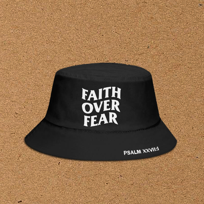 Faith Over Fear Print Bucket Hat - Black - XL(62cm) - image 1