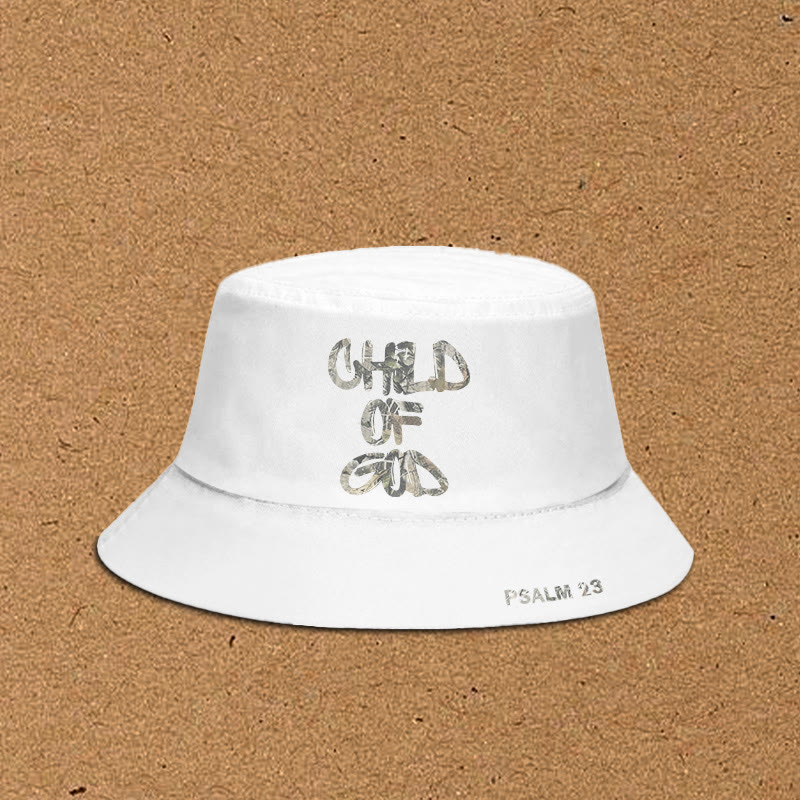 Dead Leaves Camouflage Child Of God Print Bucket Hat - White - XL(62cm) - image 2
