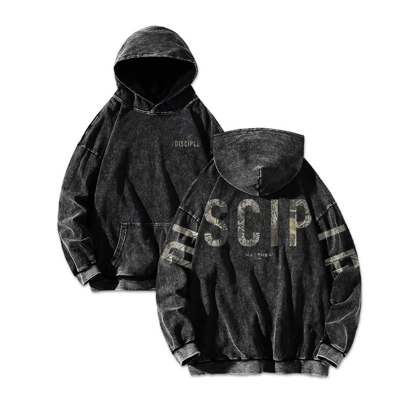 Disciple Matthew 28:19 Dead Leaves Camouflage Printed Washed Hoodie  - image 3