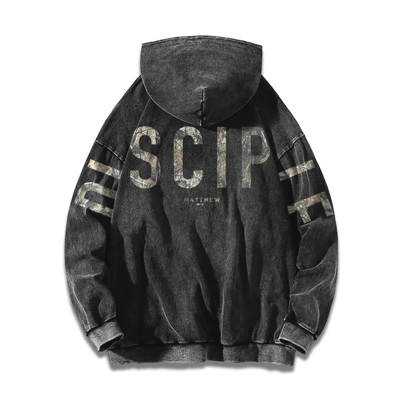 Disciple Matthew 28:19 Dead Leaves Camouflage Printed Washed Hoodie  - image 2