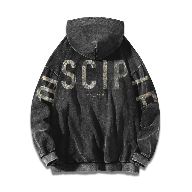 Disciple Matthew 28:19 Dead Leaves Camouflage Printed Washed Hoodie  - image 2
