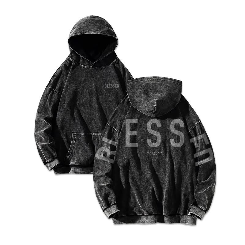 Blessed Matthew 5:3-12 Printed Washed Hoodie  - image 2