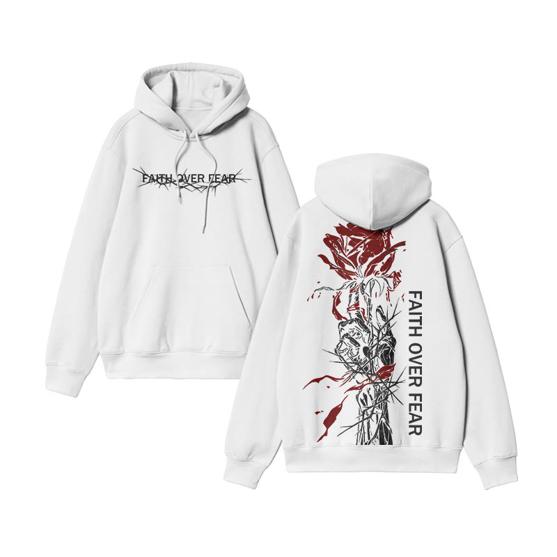 Faith Over Fear Print Hoodie - White - US16-18(2XL) - image 2