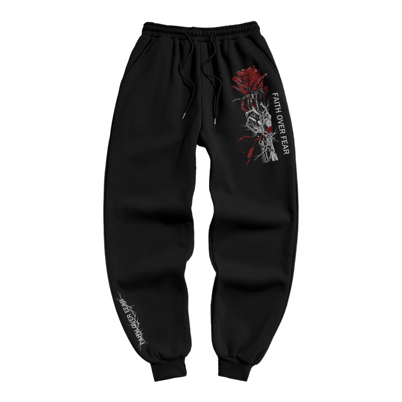 100% Cotton Faith Over Fear Print Pants - Black - US16-18(2XL) - image 1