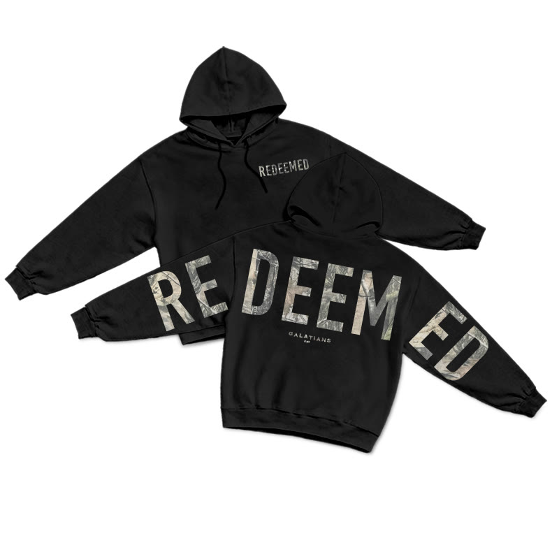 Redeemed Dead Leaves Camouflage Print Hoodie - Black - US16-18(2XL) - image 11