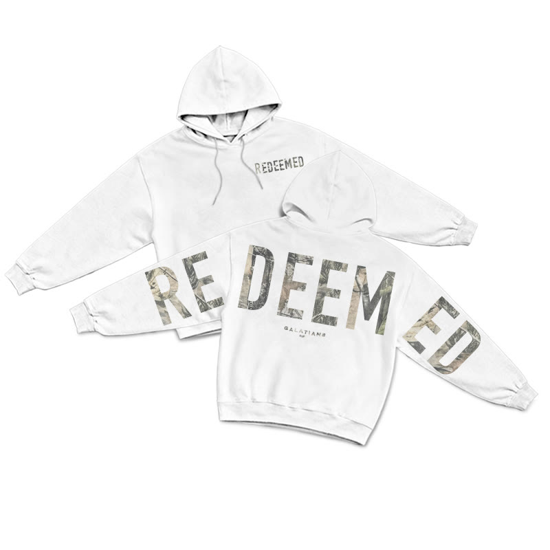 Redeemed Dead Leaves Camouflage Print Hoodie - White - US16-18(2XL) - image 1
