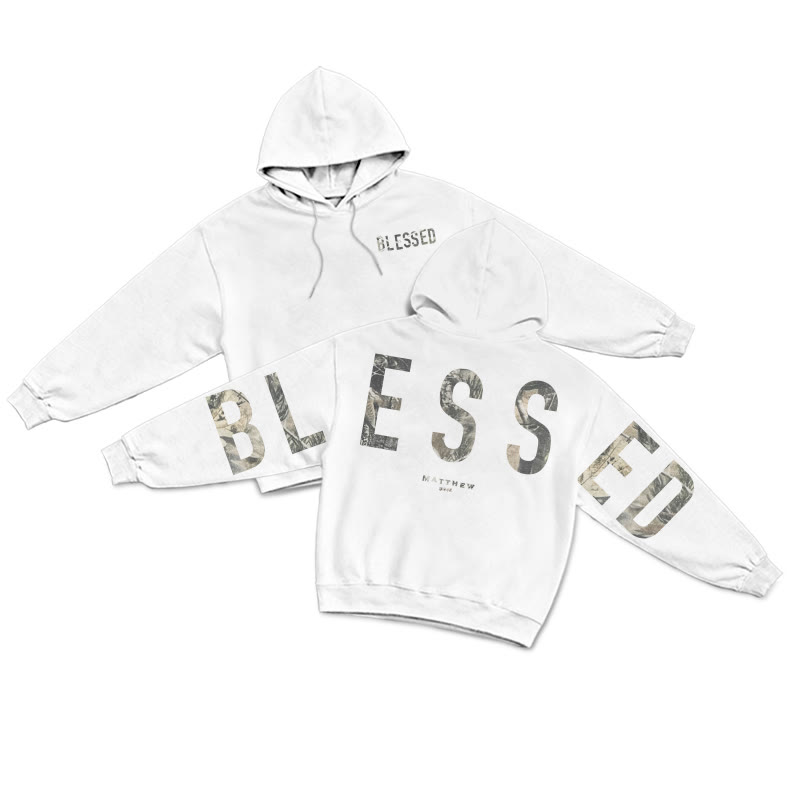Blessed Dead Leaves Camouflage Print Hoodie - White - US16-18(2XL) - image 2