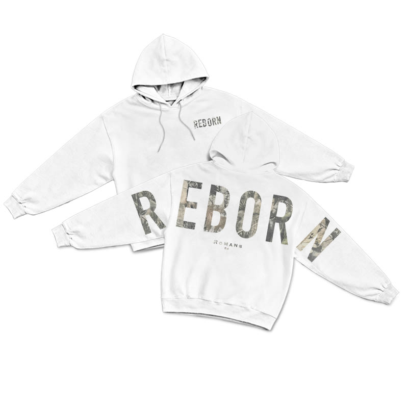 Reborn Dead Leaves Camouflage Print Hoodie - White - US16-18(2XL) - image 1