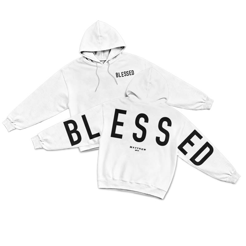 Blessed Matthew 5:3-12 Print Hoodie - White - US16-18(2XL) - image 1