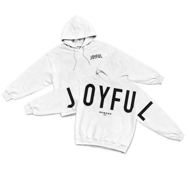 Unisex Joyful Romans 12:12 Print Hoodie - White - US16-18(2XL) - image 14