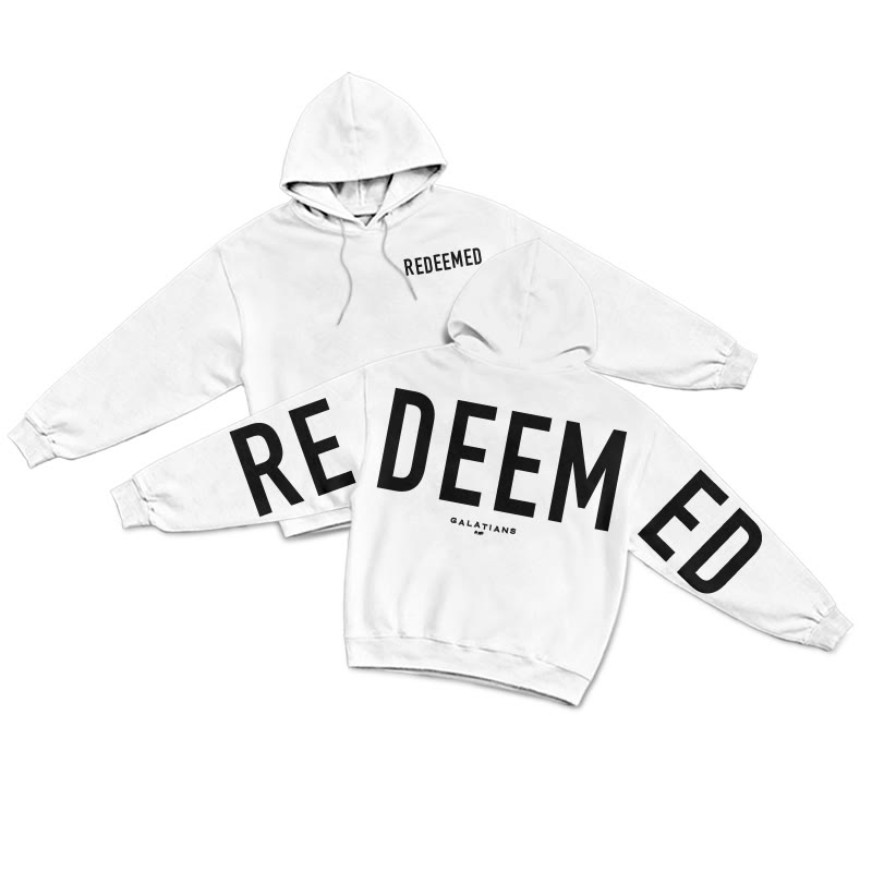 Unisex Redeemed Galatians 2:20 Print Hoodie - White - US16-18(2XL) - image 11