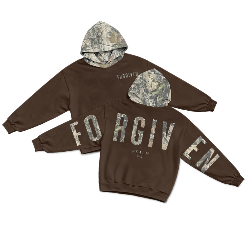Forgiven Psalm 32:1 Dead Leaves Camouflage Print Hoodie - Coffee - US28-30(4XL) - image 13