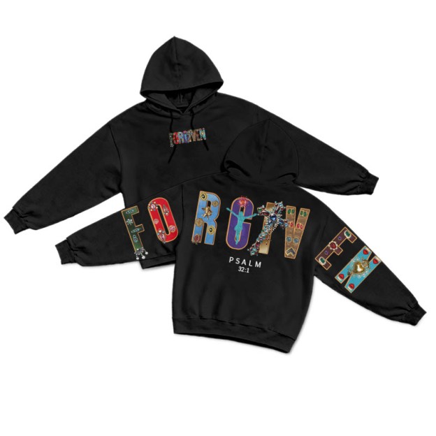 Gemstone Forgiven Psalm 32:1 Print Hoodie - Black - US16-18(2XL) - image 11
