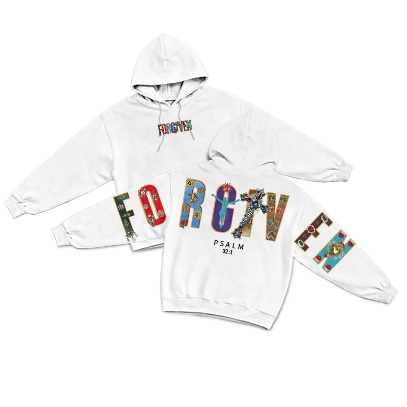 Gemstone Forgiven Psalm 32:1 Print Hoodie - White - US16-18(2XL) - image 1