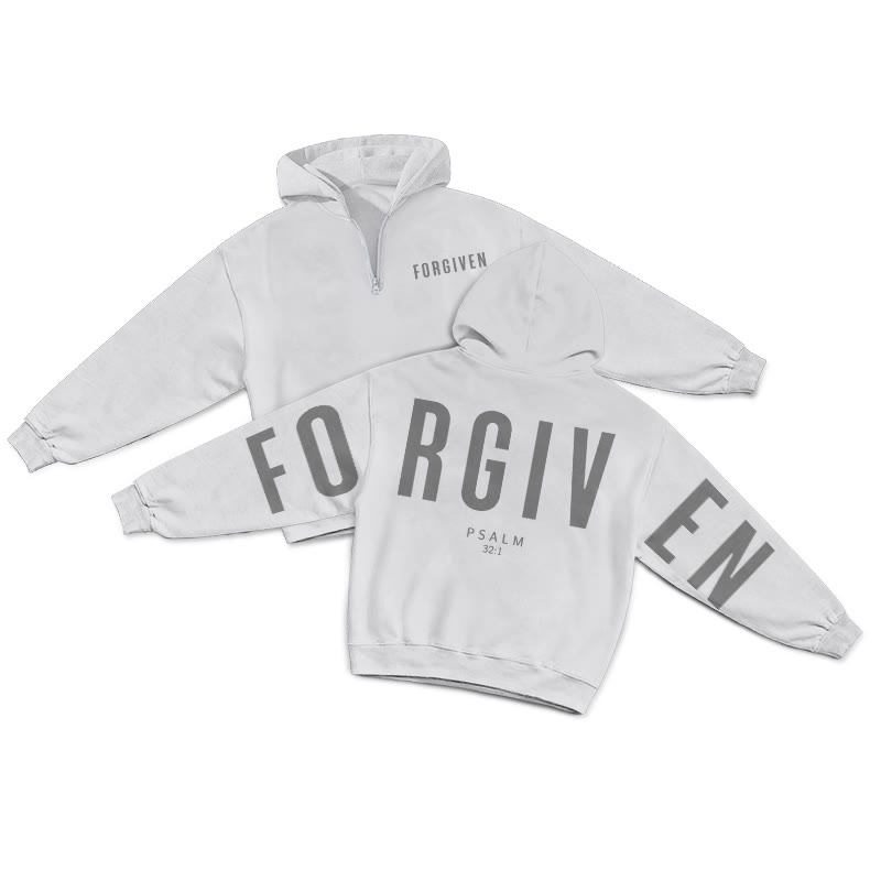 Forgiven Psalm 32:1 Print Half Zip Hoodie - Light Gray - US32-34(5XL) - image 9