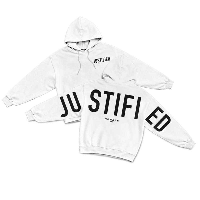 Justified Romans 3:24 Print Hoodie - White - US16-18(2XL) - image 1