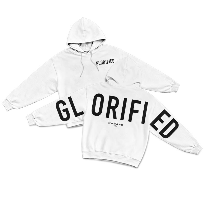 Glorified Romans 8:30 Print Hoodie - White - US16-18(2XL) - image 1