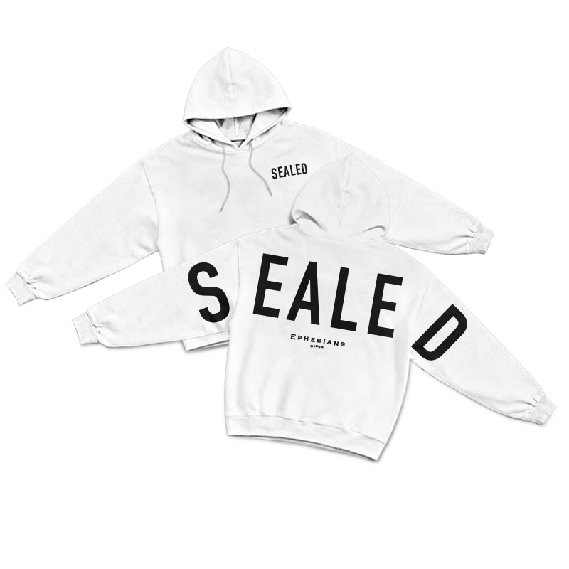 Sealed Ephesians 1:13-14 Print Hoodie - White - US16-18(2XL) - image 1