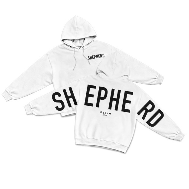 Unisex Shepherd Psalm 23:1-6 Print Hoodie - White - 2XL - image 11