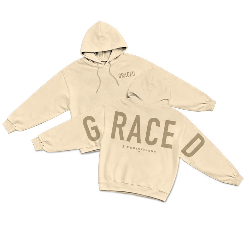 Unisex Graced 2 Corinthians 12:9 Print Hoodie - Apricot - 2XL - image 11