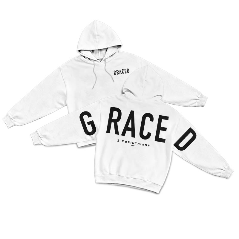 Unisex Graced 2 Corinthians 12:9 Print Hoodie - White - 2XL - image 1
