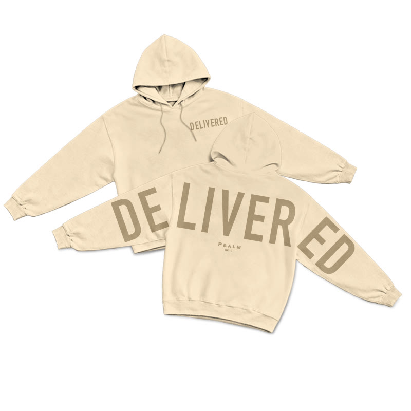 Unisex Delivered Psalm 34:17 Print Hoodie - Apricot - 2XL - image 1