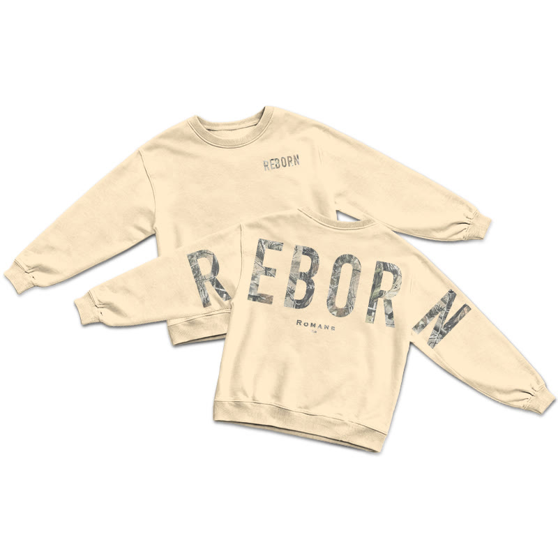 Dead Leaves Camouflage Reborn Romans 6:4 Print Sweatshirt - Apricot - US16-18(2XL) - image 1