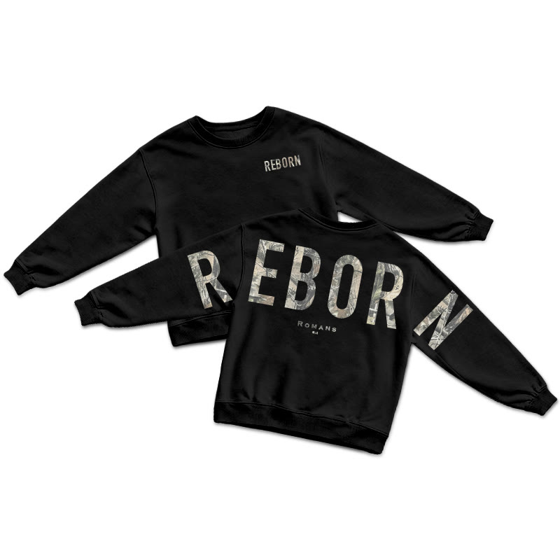 Dead Leaves Camouflage Reborn Romans 6:4 Print Sweatshirt - Black - US16-18(2XL) - image 2