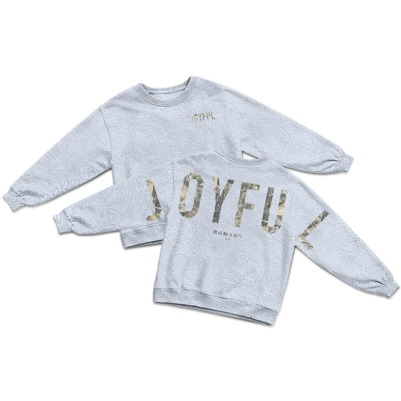 Dead Leaves Camouflage Joyful Romans 12:12 Print Sweatshirt - Grey - US16-18(2XL) - image 1