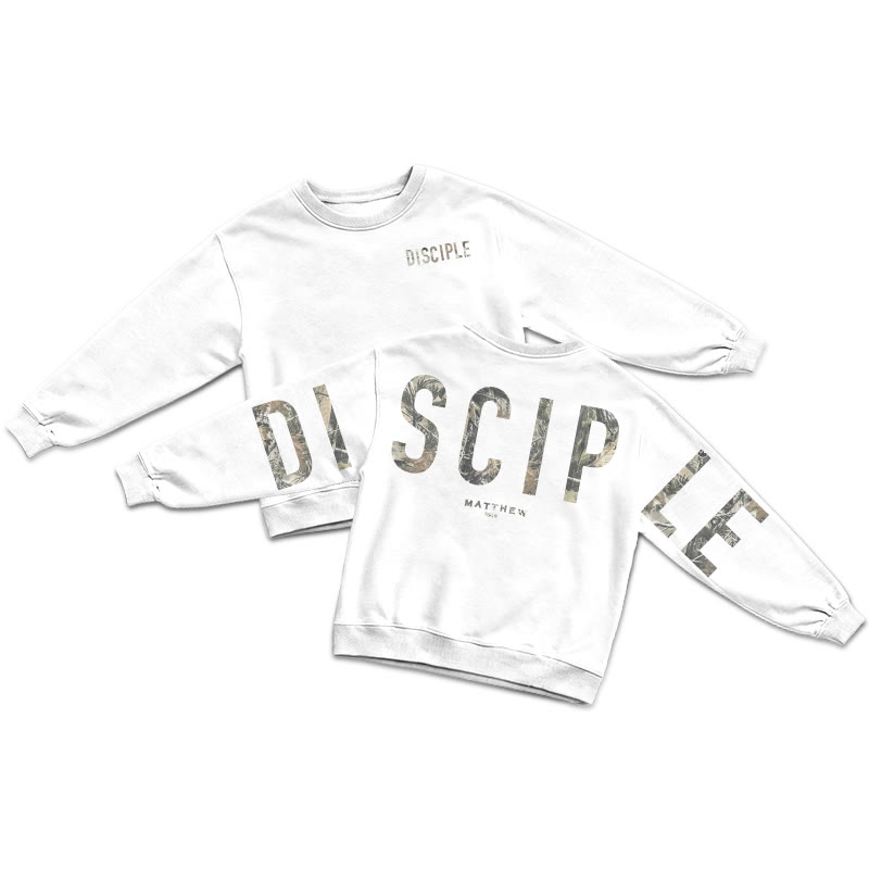 Dead Leaves Camouflage Disciple Matthew 28:19 Print Sweatshirt - White - US16-18(2XL) - image 3