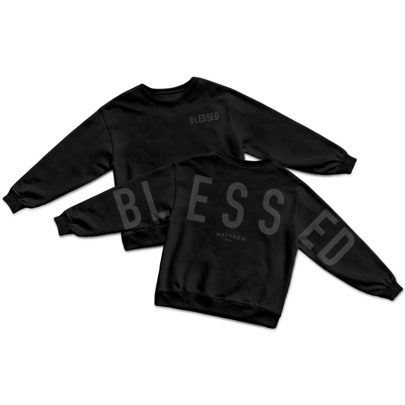 Blessed Matthew 5:3-12 Print Sweatshirt - Black - US16-18(2XL) - image 2